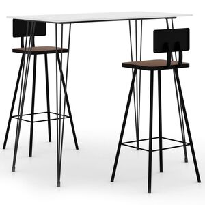 vidaXL Bar Set | White | MDF, Steel, Reclaimed wood | Footrest | Bar Set