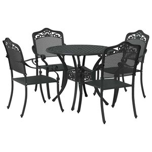 vidaXL Garden Dining Set 5 pcs Black Aluminium