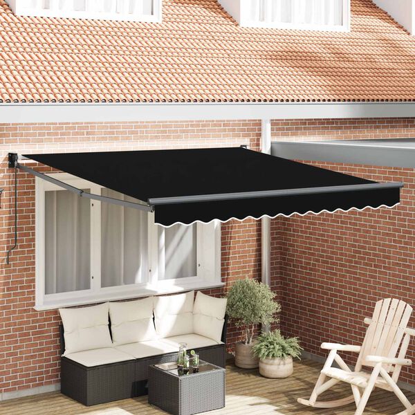 vidaXL Retractable Awning Black 350 x 250 cm Polyester and Aluminium