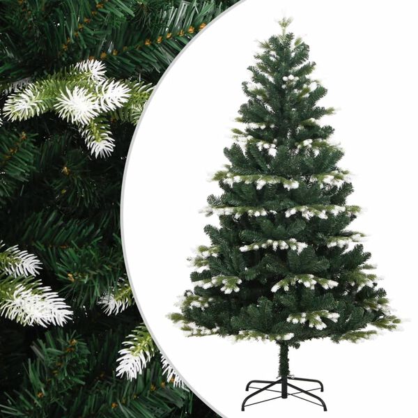 vidaXL Artificial Hinged Christmas Tree with Flocked Snow 240 cm