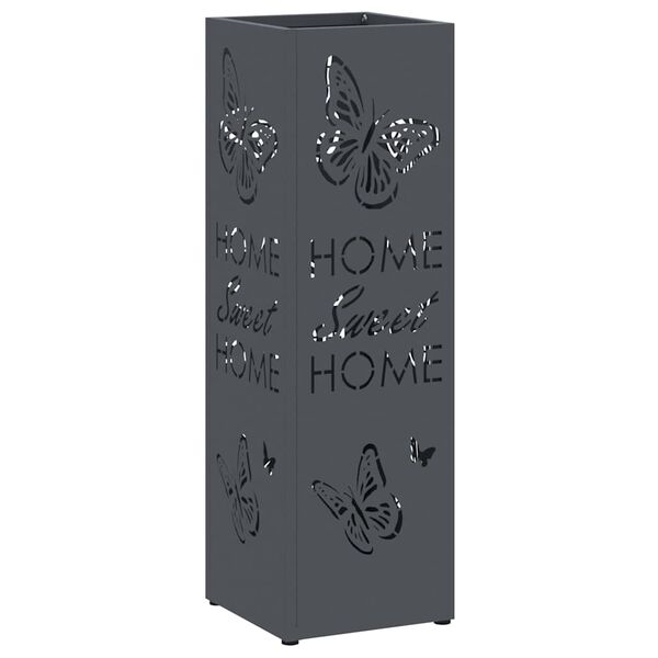 vidaXL Umbrella Stand Anthracite 15.5 x 15.5 x 49 cm Metal