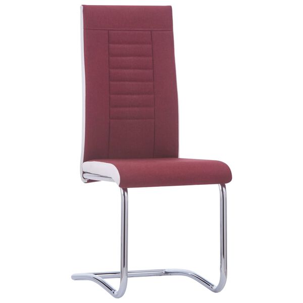 vidaXL Cantilever Dining Chairs 2 pcs Wine Red Fabric
