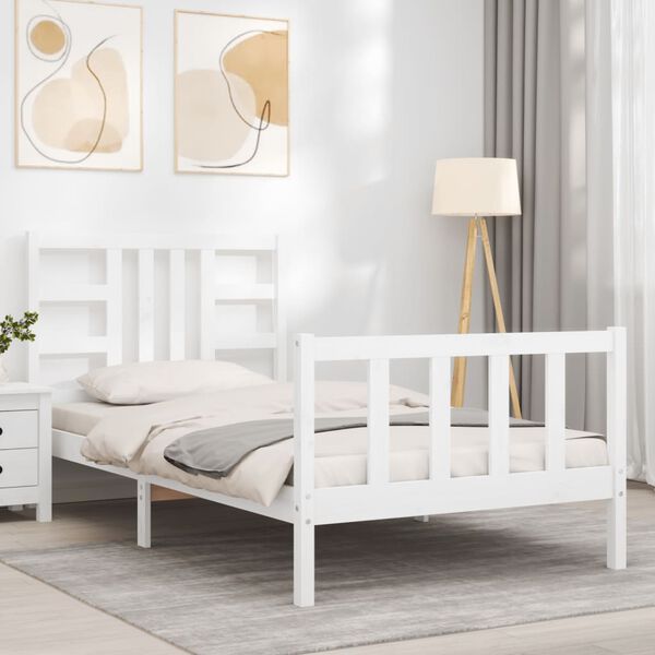 vidaXL Bed Frame without Mattress White 100x200 cm Solid Wood Pine
