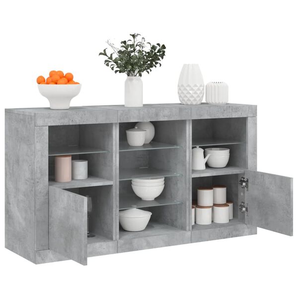 vidaXL Sideboard with LED Lights Concrete Grey 123x37x67 cm