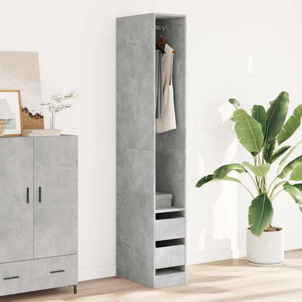 vidaXL Wardrobe Concrete Grey 30x50x200 cm Engineered Wood