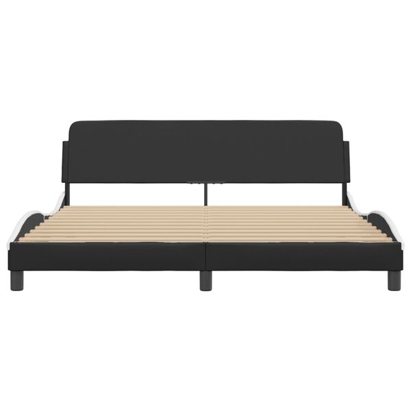 vidaXL Bed Frame "Dover" Black and White 180x200 cm Super King Faux Leather