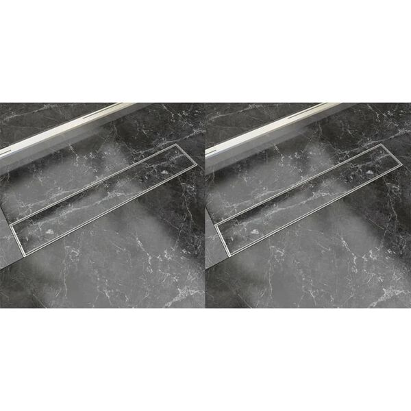 vidaXL Linear Shower Drain 2 pcs 630x140 mm Stainless Steel