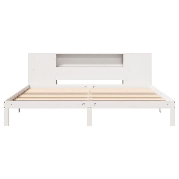 vidaXL Bookcase Bed without Mattress White 180x200 cm Super King Solid Wood Pine