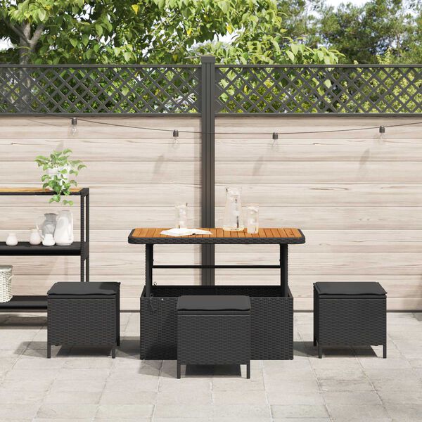 vidaXL Garden Dining Set Black Poly rattan