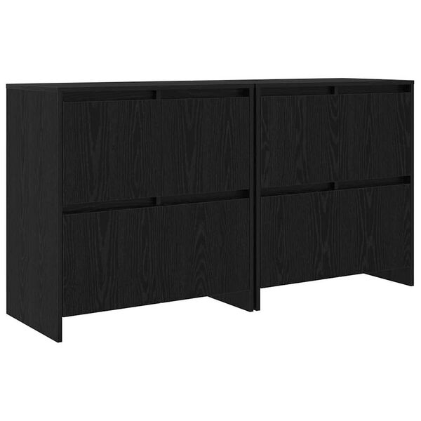 vidaXL Sideboards 2 pcs Black oak 70 x 41 x 75 cm Engineered wood