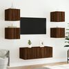 vidaXL TV Wall Cabinets with LED Lights 2 pcs Brown Oak 30.5x35x30 cm