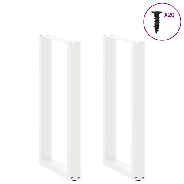vidaXL Bar Table Legs U-Shaped 2 pcs White 40x(90-91) cm Steel