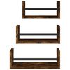 vidaXL 3 Piece Wall Shelf Set with Bars Smoked Oak Engineered wood