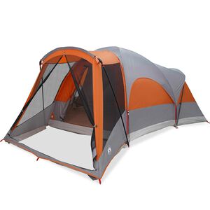 vidaXL Family Tent Tunnel 8-Person Grey and Orange Waterproof