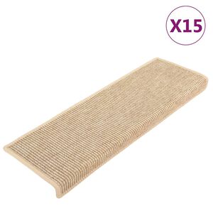 vidaXL Stair Mat | Set of 15 | Light beige | 91% Polypropylene, 9% Polyester