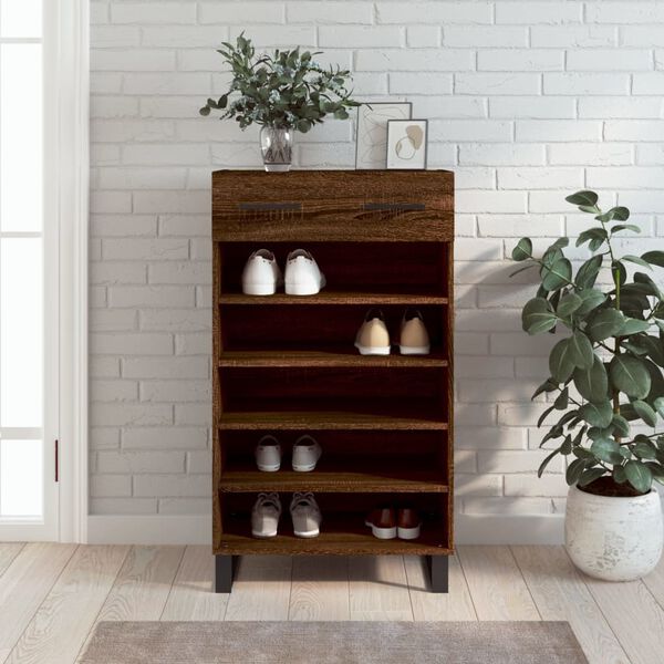vidaXL Shoe Cabinet Brown Oak 60x35x105 cm Engineered Wood