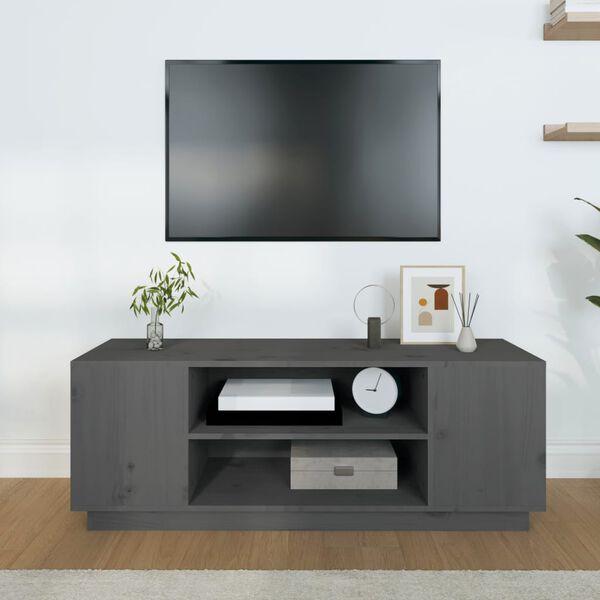 vidaXL TV Cabinet Grey 110x35x40.5 cm Solid Wood Pine