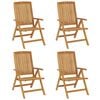 vidaXL Reclining Folding Chairs 4 pcs Solid Wood Teak