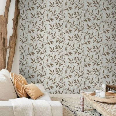 DUTCH WALLCOVERINGS Wallpaper Leafs Beige and Brown