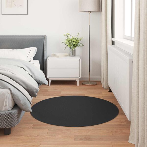 vidaXL Faux Rabbit Fur Rug Olite Black &Oslash; 80 cm Polyester