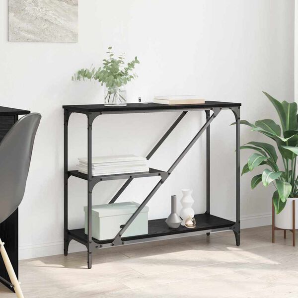 vidaXL Console Table Black Oak 88.5 x 30 x 75 cm Engineered Wood