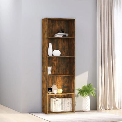vidaXL 5-Tier Book Cabinet Smoked Oak 60x30x189 cm Engineered Wood