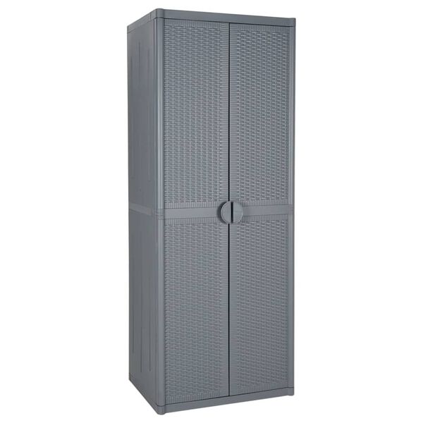 vidaXL Garden Storage Cabinet Grey 65x45x172 cm PP Rattan