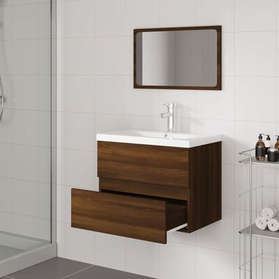 vidaXL Bathroom Furniture Set Brown Oak Engineered Wood