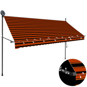 vidaXL Manual Retractable Awning with LED 300 cm Orange and Brown