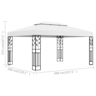vidaXL Gazebo with Double Roof 3x4 m White