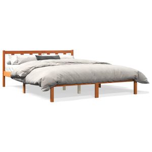 vidaXL Bed Frame without Mattress Wax Brown 150x200 cm King Size Solid Wood Pine