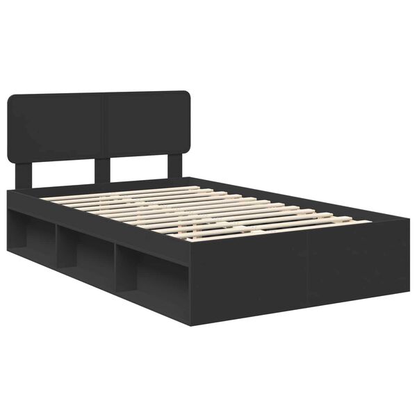 vidaXL Bed Frame with Headboard Black 120 x 200 cm Solid Pine Wood