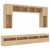 vidaXL 8 Piece TV Wall Cabinet Set with LED Lights Sonoma Oak