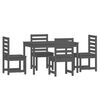 vidaXL 5 Piece Garden Dining Set Grey Solid Wood Pine