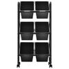 vidaXL 6-Basket Toy Storage Trolley Black Plastic