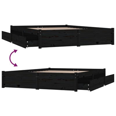vidaXL Bed Frame with Drawers Black 120x200 cm