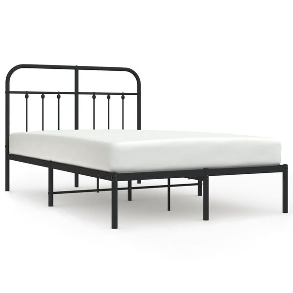 vidaXL Metal Bed Frame without Mattress with Headboard Black 120x190cm
