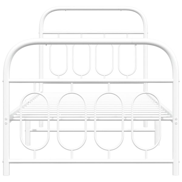 vidaXL Metal Bed Frame without Mattress with Footboard White 90x190cm