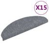 vidaXL Stair Mats Self-adhesive 15 pcs 65x21x4 cm Light Grey Half Round Large