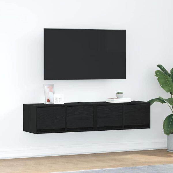 vidaXL TV Cabinets 2 pcs Black Oak 60x31x25.5 cm Engineered Wood