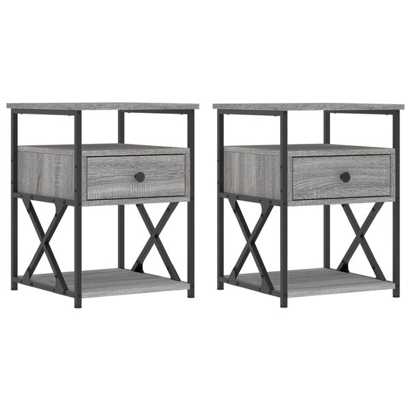 vidaXL Bedside Cabinets 2 pcs Grey Sonoma 40x42x55 cm Engineered Wood