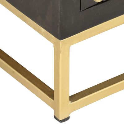 vidaXL TV Cabinet Black and Gold 120x30x40 cm Solid Mango Wood