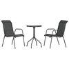vidaXL 3 Piece Garden Dining Set Black Steel