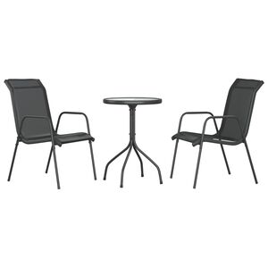 vidaXL 3 Piece Garden Dining Set Black Steel