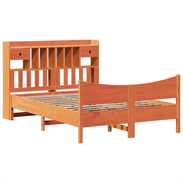vidaXL Bed Frame without Mattress Wax Brown 140x200 cm Solid Wood Pine