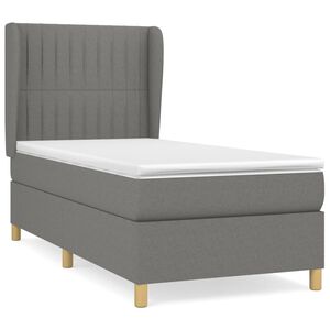vidaXL Box Spring Bed with Mattress Dark Grey 80x200 cm Fabric