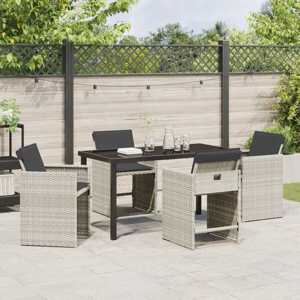 vidaXL Garden Dining Set 5 pcs Light Grey Poly Rattan