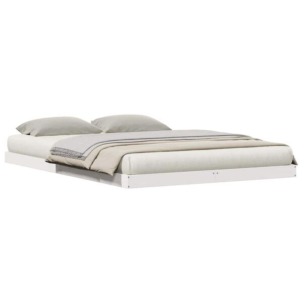 vidaXL Floor Bed Frame White 223.5 x 144 x 9 cm Solid Pine Wood