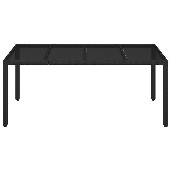vidaXL Garden Table with Glass Top Black 190x90x75 cm Poly Rattan