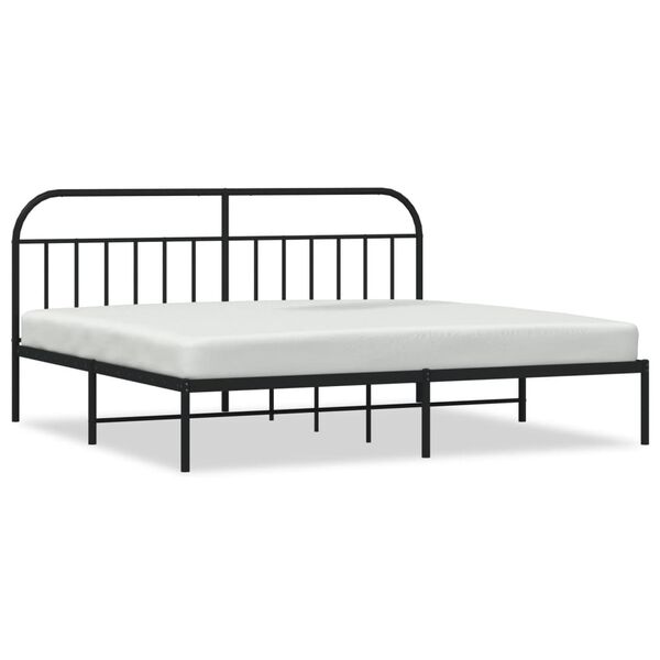 vidaXL Metal Bed Frame without Mattress with Headboard Black 200x200cm